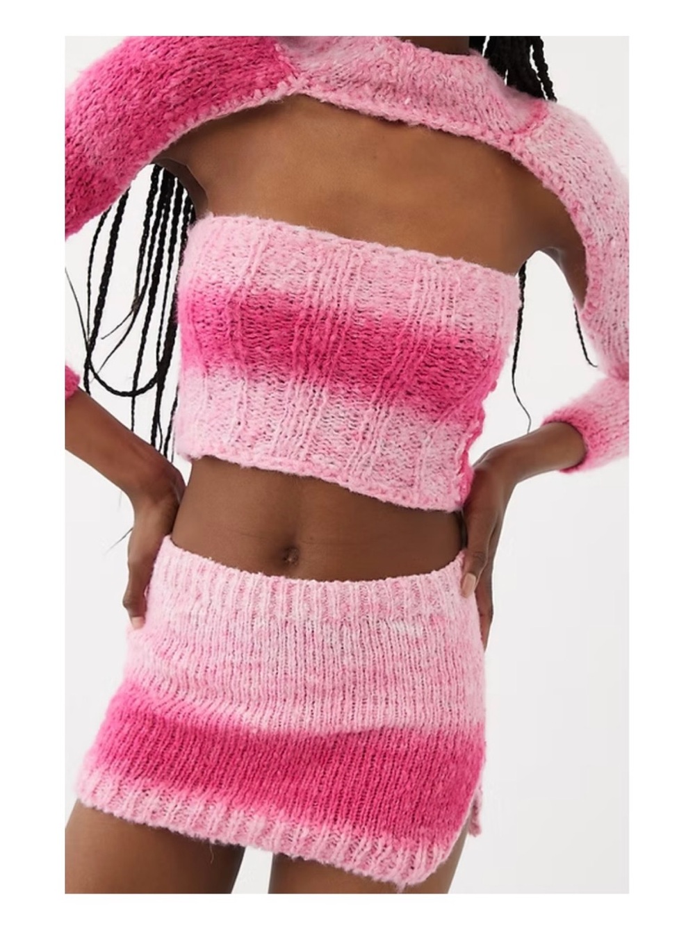 Tach Clothing Pink Gradient Ombre Knit Mini Boho Tania Skirt XS Anthropologie - Picture 13 of 13